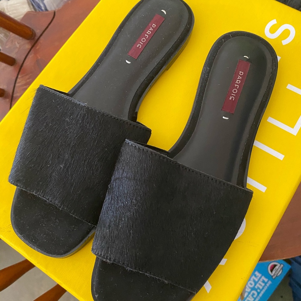 parfois womens slides with real fur sandals